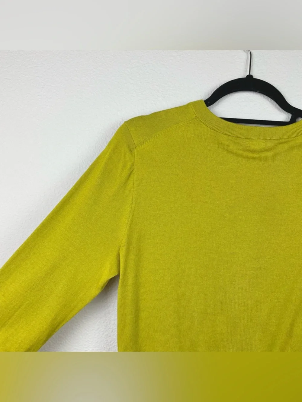 J. Crew Women's Large Chartreuse 3/4 Sleeve Button Front 100% Cotton Cardigan - Picture 14 of 16